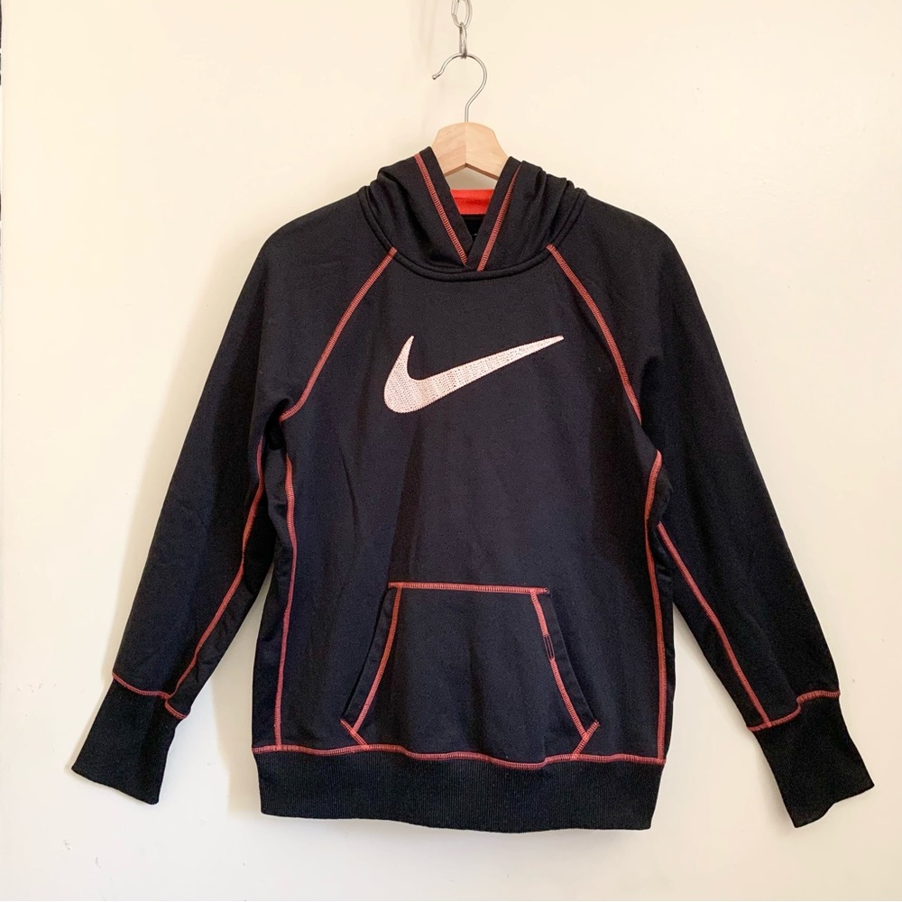 Nike Therma-Fit Black Pink Embroidered Logo Hoodie Medium